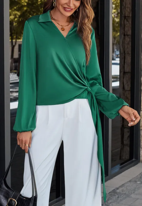 Collared Side Tie Blouse sold by Anna-Kaci
