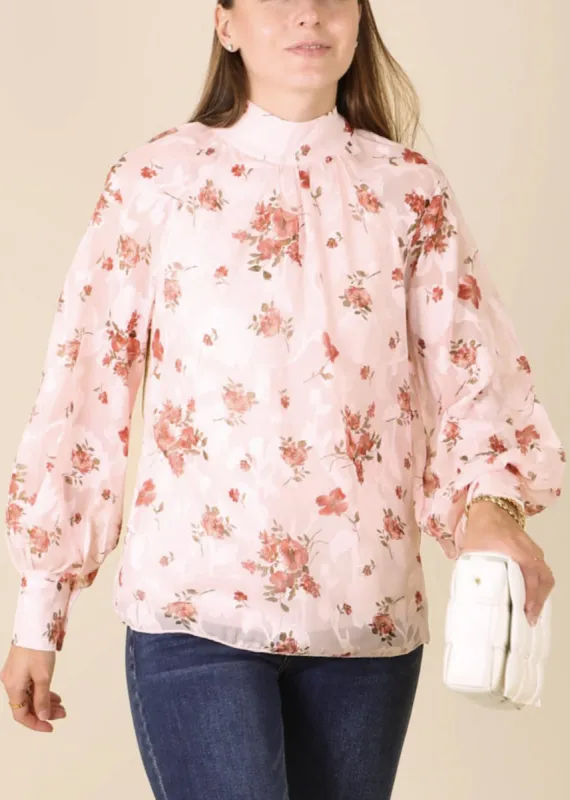 Multi-Floral Pattern Bishop Sleeve Blouse sold by Anna-Kaci