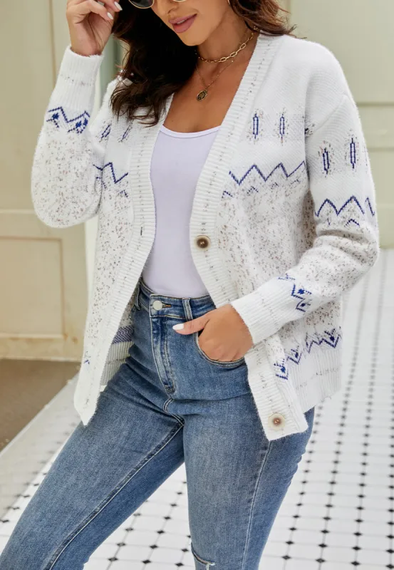 Aztec Pattern Drop Shoulder Cardigan sold by Anna-Kaci