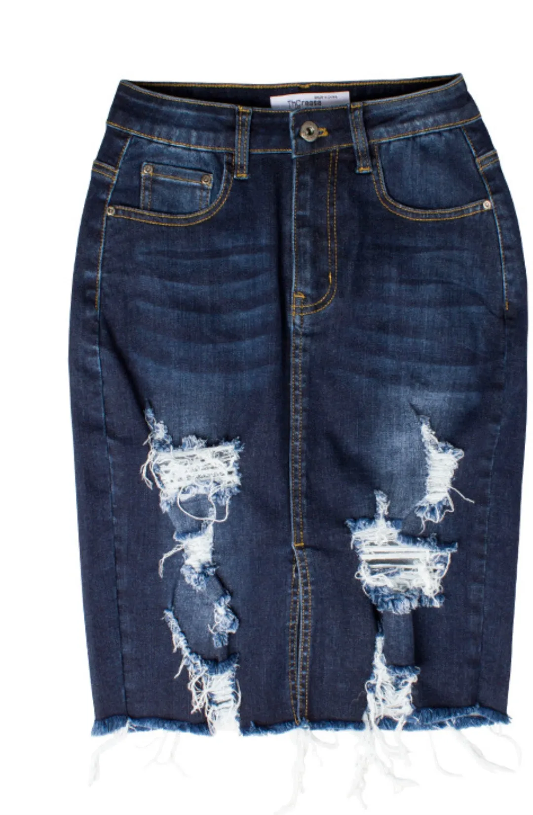 High Waist Distressed Denim Skirt sold by Anna-Kaci product image thumbnail 3