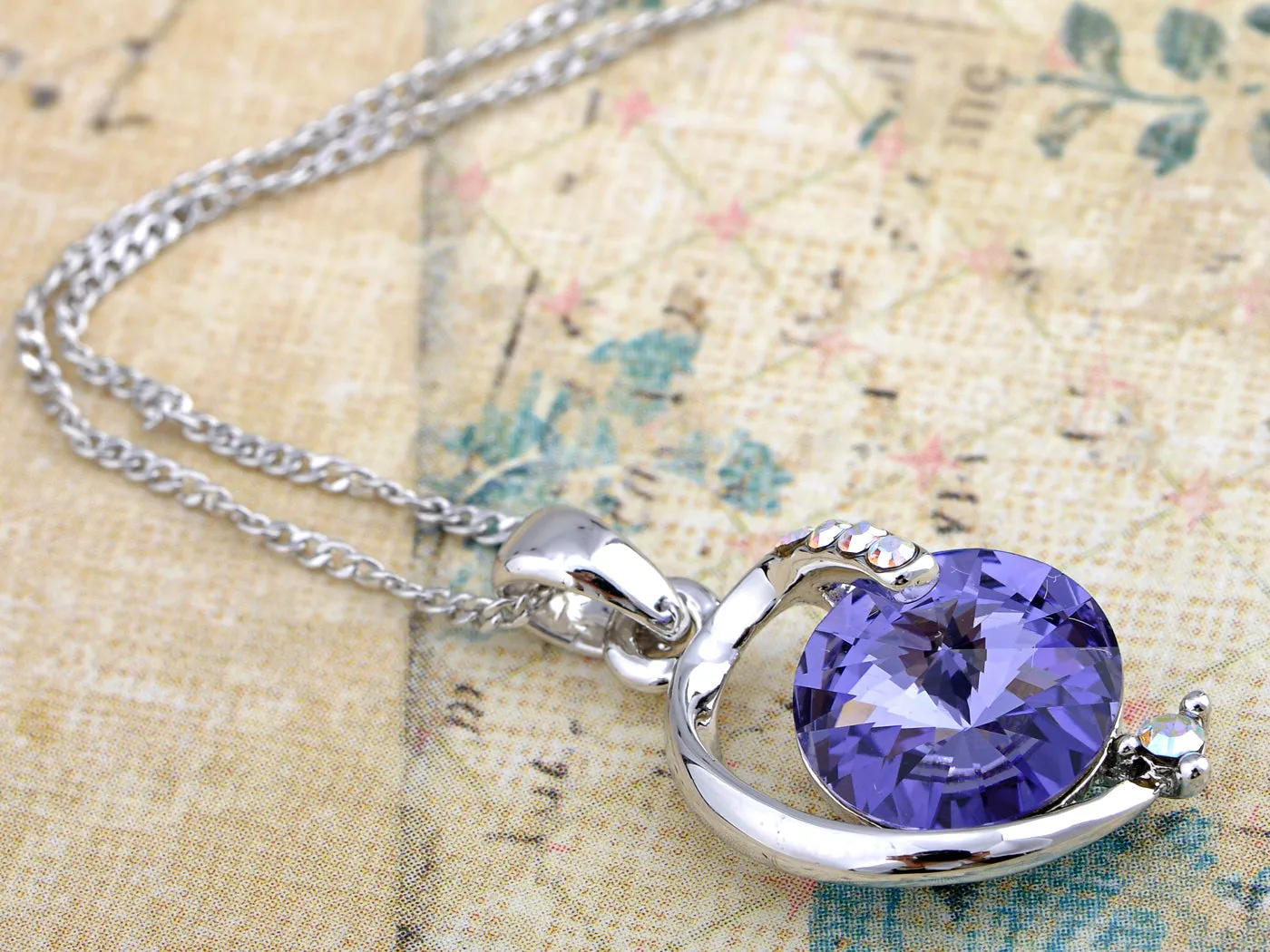 Swarovski Crystal Violet Sapphire Perfect Circles Element Earring Necklace Set sold by Anna-Kaci product image thumbnail 4