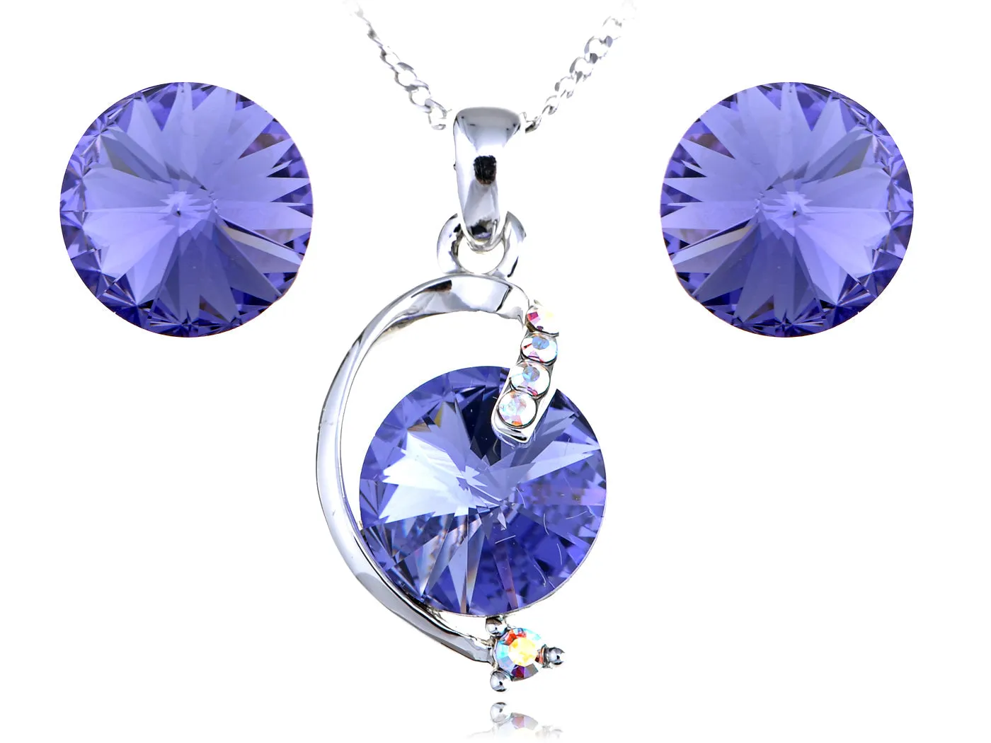 Swarovski Crystal Violet Sapphire Perfect Circles Element Earring Necklace Set sold by Anna-Kaci