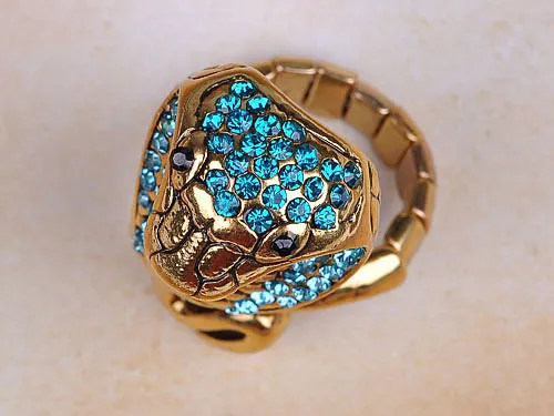 Striking Egyptian Curse Viper Cobra Blue Aqua Ring sold by Anna-Kaci product image thumbnail 5