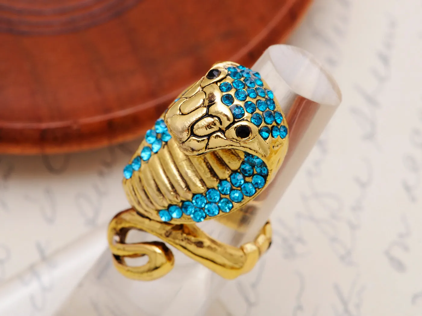 Striking Egyptian Curse Viper Cobra Blue Aqua Ring sold by Anna-Kaci product image thumbnail 2