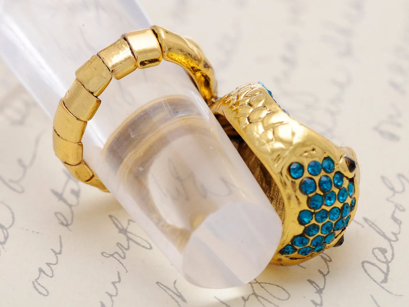 Striking Egyptian Curse Viper Cobra Blue Aqua Ring sold by Anna-Kaci product image thumbnail 4