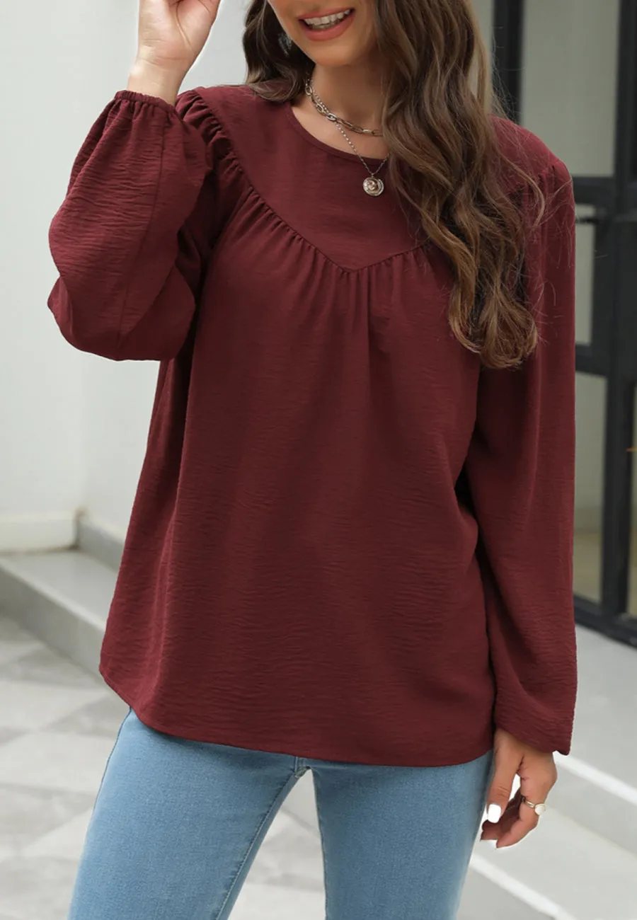 Solid V Line Ruffle Blouse sold by Anna-Kaci product image thumbnail 4