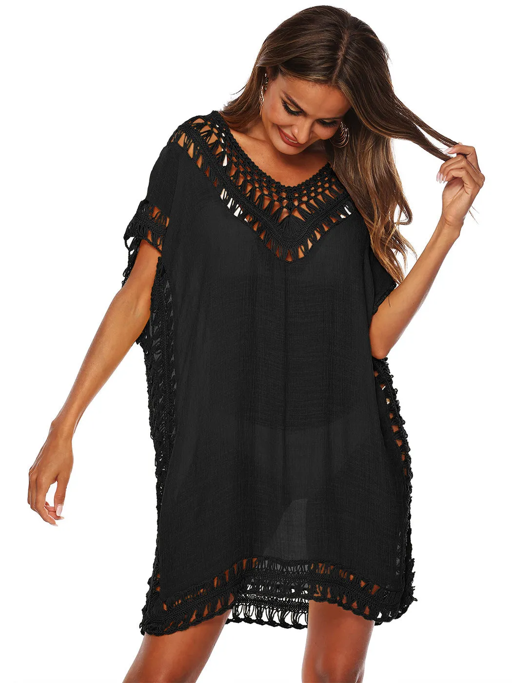 Anna-Kaci Swimsuit Cover Up Women Swimwear Bathing Suit Dress Sexy Bikini Beach Crochet Beachwear Loose Dress sold by Anna-Kaci product image thumbnail 5