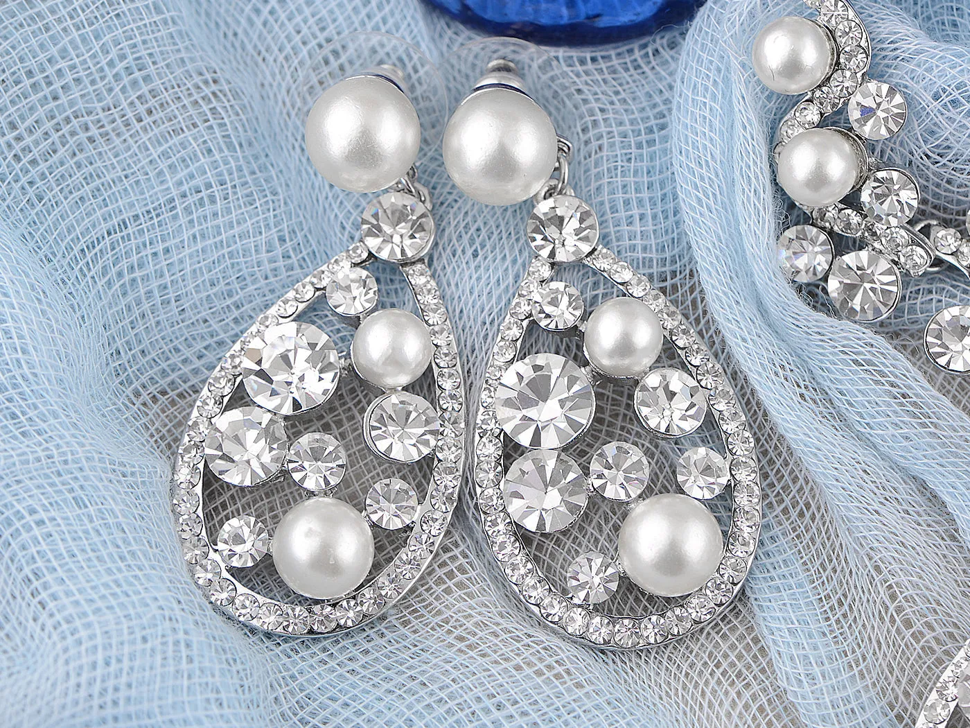 Pearl Element Teardrop Dangle Earring Necklace Set sold by Anna-Kaci product image thumbnail 4