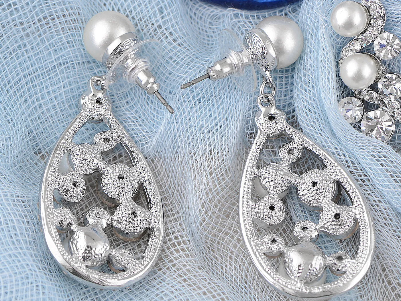 Pearl Element Teardrop Dangle Earring Necklace Set sold by Anna-Kaci product image thumbnail 5