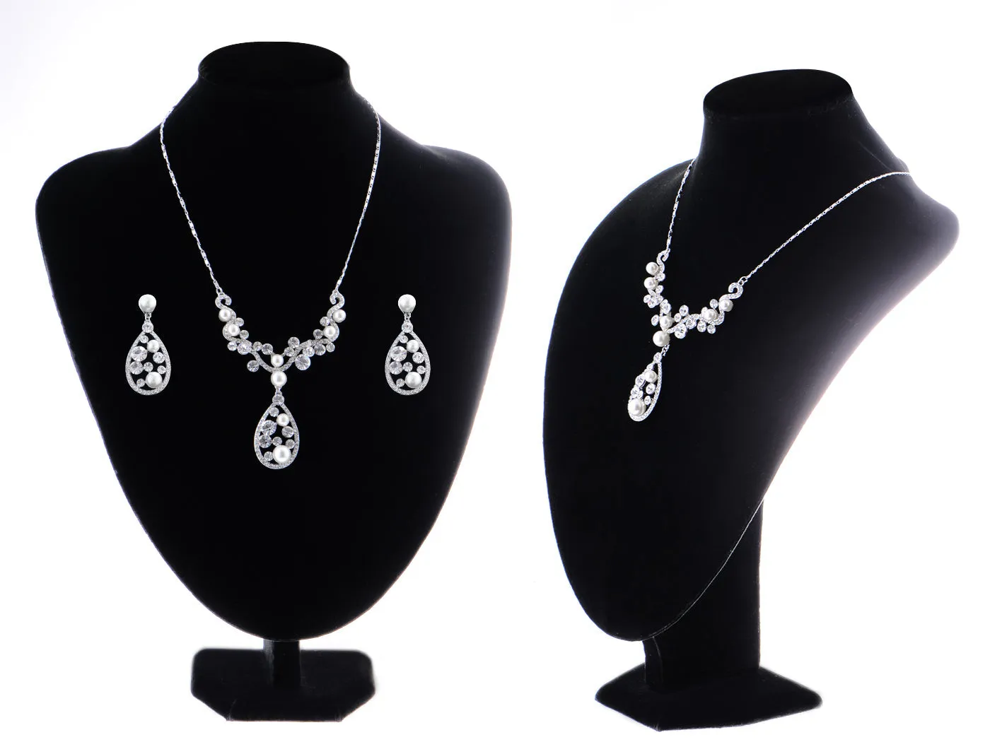 Pearl Element Teardrop Dangle Earring Necklace Set sold by Anna-Kaci product image thumbnail 2