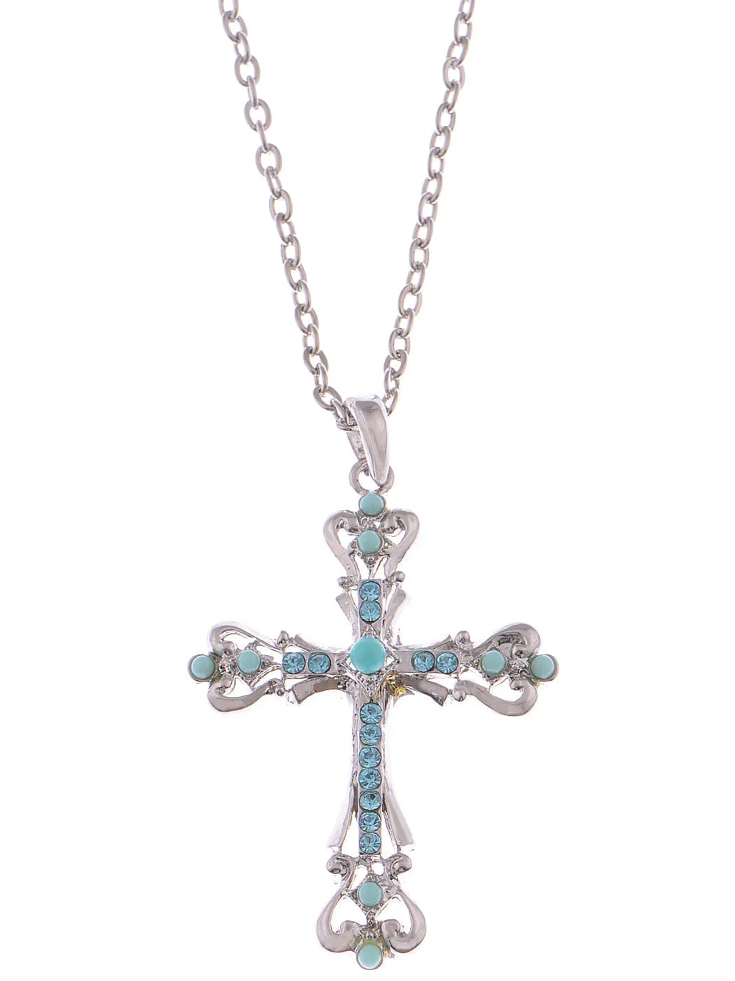 Ornate Cross Pendant Necklace White Black Blue Green Pink sold by Anna-Kaci