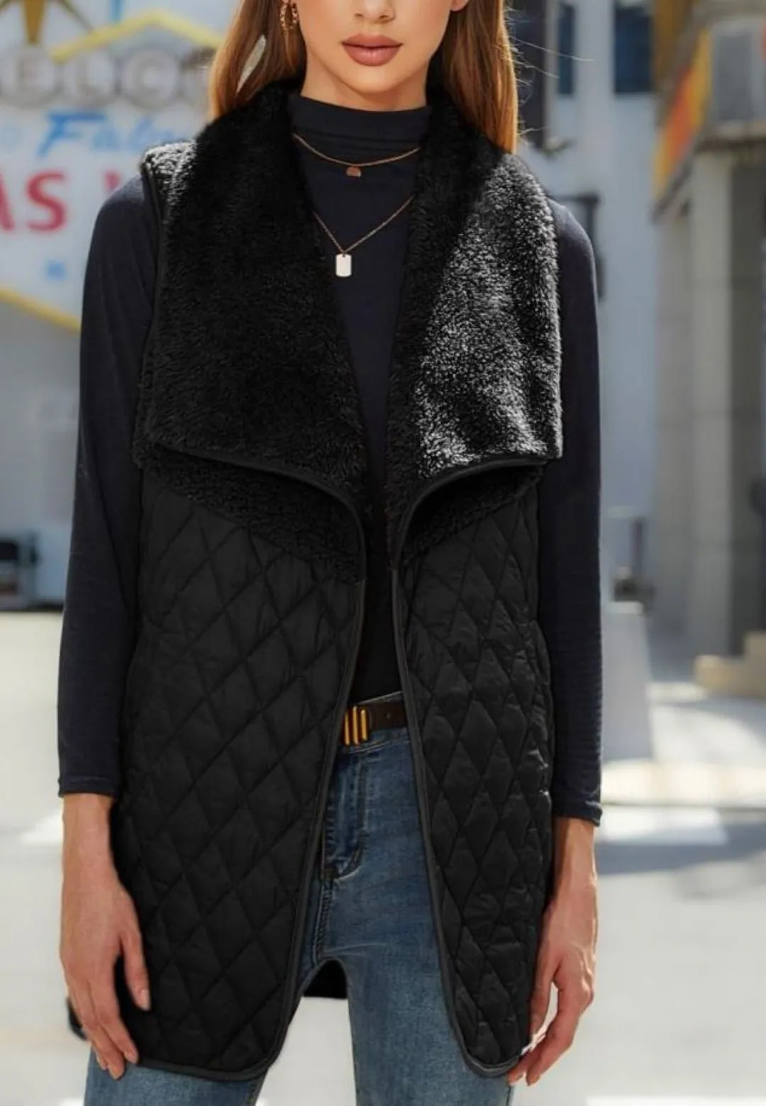 Teddy Collar Quilted Vest sold by Anna-Kaci