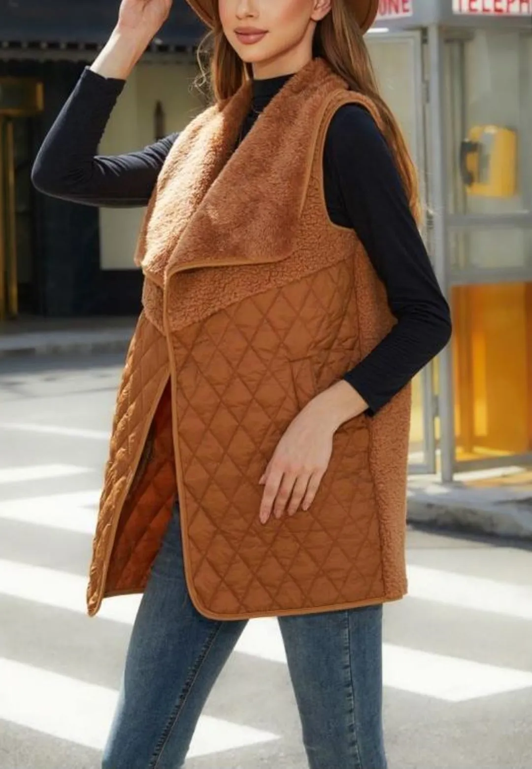 Teddy Collar Quilted Vest sold by Anna-Kaci product image thumbnail 5