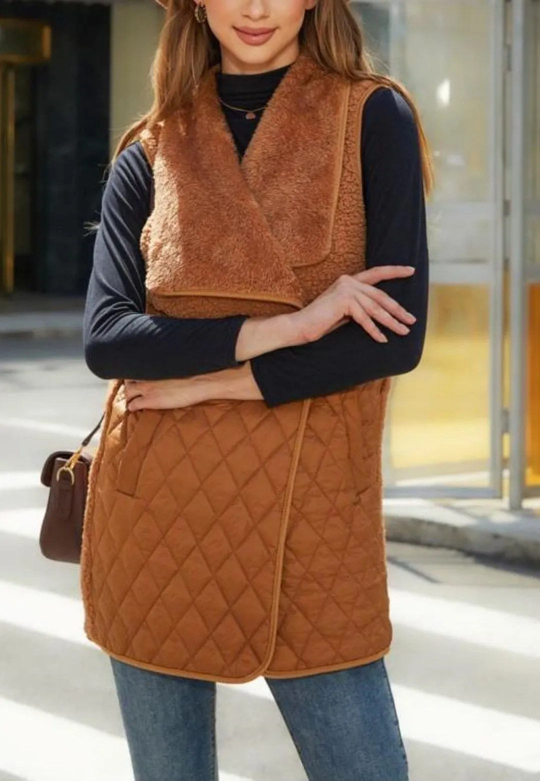 Teddy Collar Quilted Vest sold by Anna-Kaci product image thumbnail 2