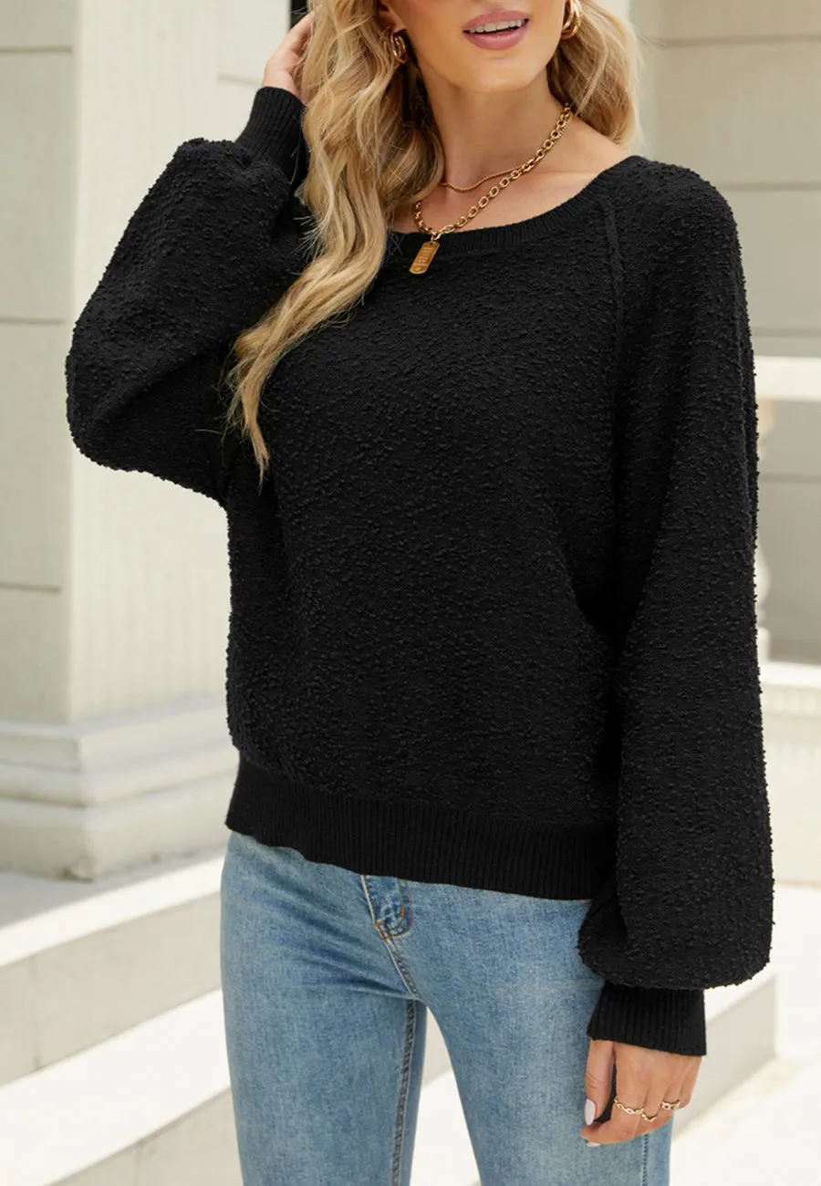 Fuzzy Texture Raglan Sweater sold by Anna-Kaci product image thumbnail 2