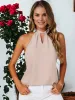 Halter neck Lace-Up Chiffon Sleeveless Top sold by Anna-Kaci