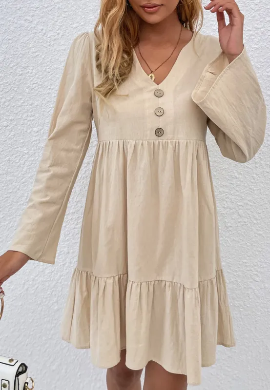 Ruffle Hem Long Sleeve Dress sold by Anna-Kaci
