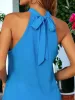 Halter neck Lace-Up Chiffon Sleeveless Top sold by Anna-Kaci