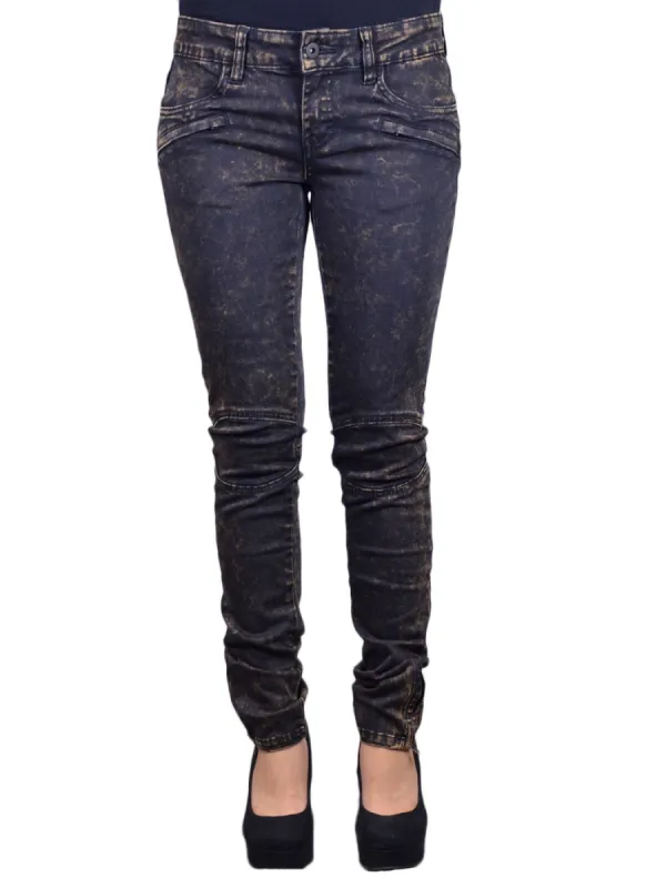 Uniq Earthy Funky Urban Stone Washed Chocolate Zipper Ankle Skinny Jegging Pants sold by Anna-Kaci