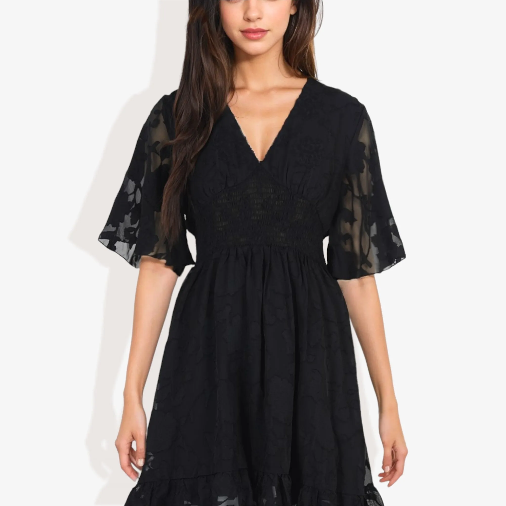 V-Neck Short Sleeve Lace Mini Dress sold by Anna-Kaci product image thumbnail 2