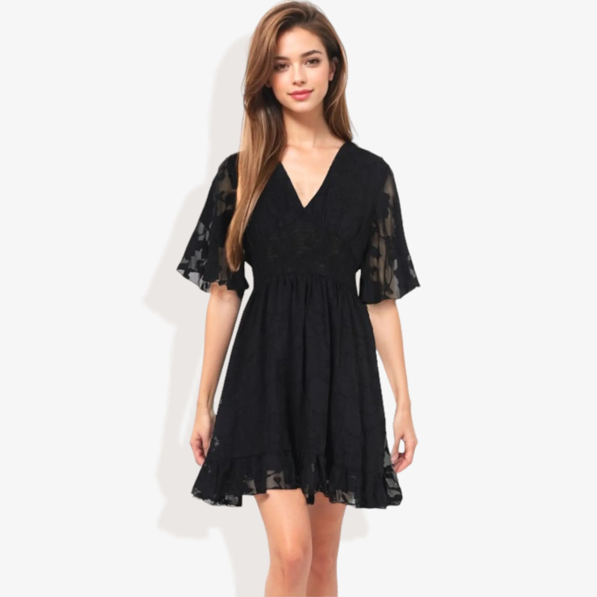 V-Neck Short Sleeve Lace Mini Dress sold by Anna-Kaci product image thumbnail 3