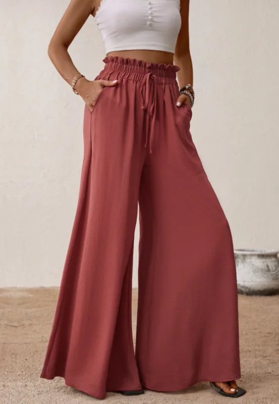 Drawstring Waist Flapper Leg Culottes sold by Anna-Kaci
