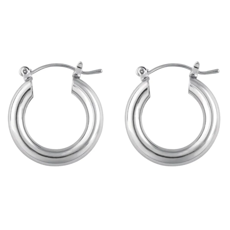 Alilang 14K Gold Plated Round Hoop Earrings for Womens Girls, Chunky Thick Huggie Earrings with 925 Sterling Silver Post for Sensitive Ears sold by Anna-Kaci