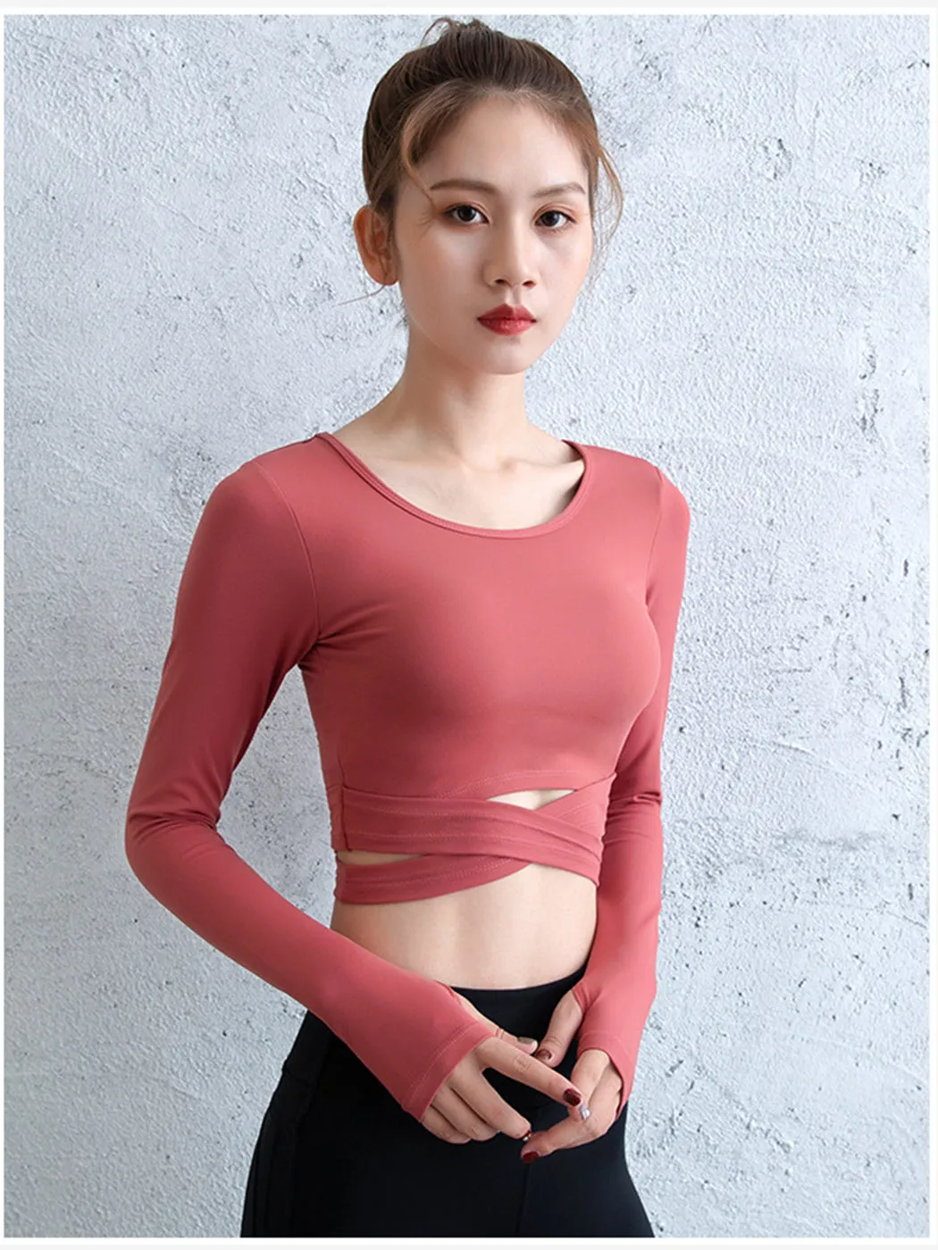 Cropped Cross Hem Yoga Top sold by Anna-Kaci product image thumbnail 5