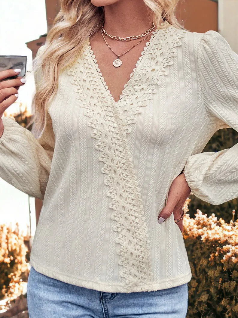 Surplice Neck Lace Trim Top sold by Anna-Kaci product image thumbnail 2