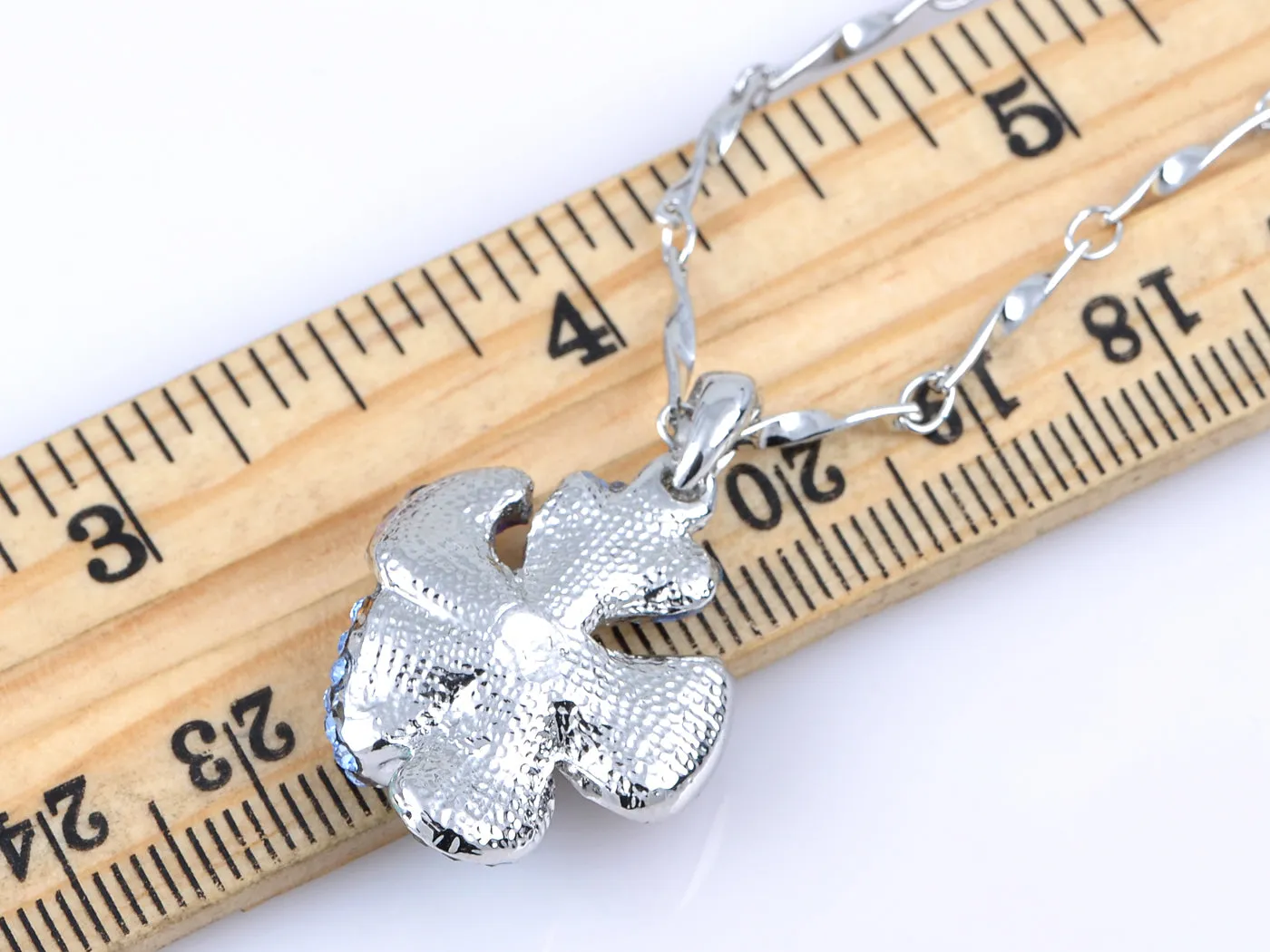 Swarovski Crystal Aqua Blue Zircon Sapphire Flower Pendant Pearl Necklace sold by Anna-Kaci product image thumbnail 3