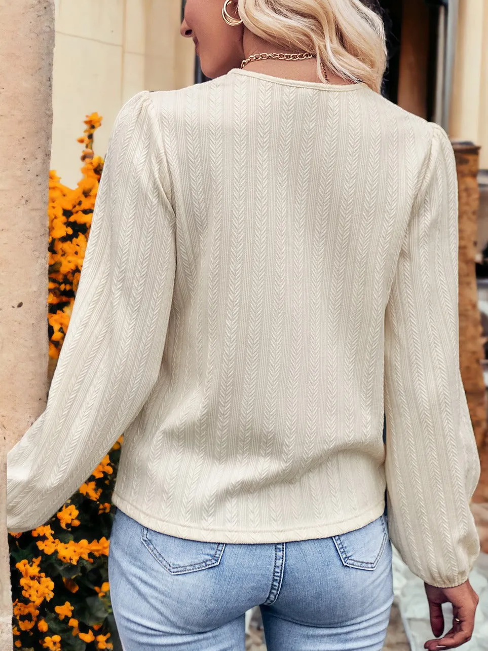 Surplice Neck Lace Trim Top sold by Anna-Kaci product image thumbnail 4