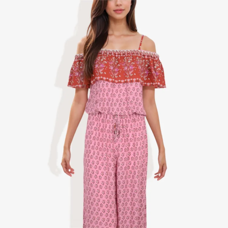 Off Shoulder Boho Print Jumpsuit sold by Anna-Kaci