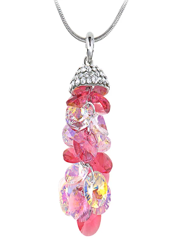 Swarovski Crystal Rose Studded Pinecone Like Clustered Dangling Element Necklace sold by Anna-Kaci