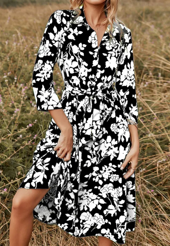 Floral Print Polo Shirt Dress sold by Anna-Kaci