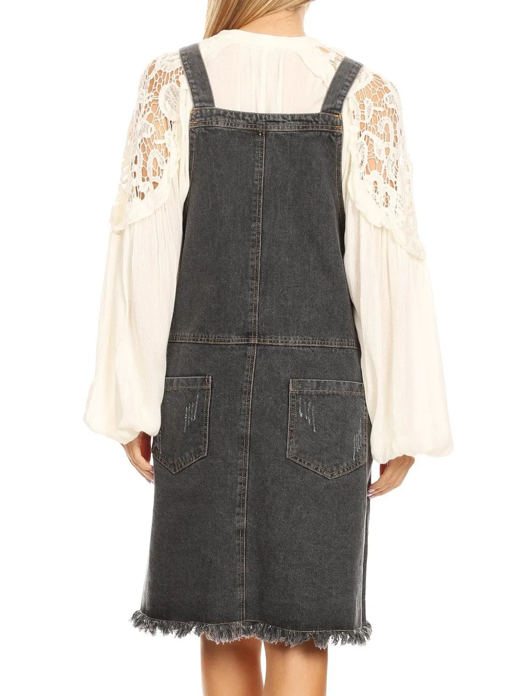 Oversized Overall Pinafore Denim Dress sold by Anna-Kaci product image thumbnail 4