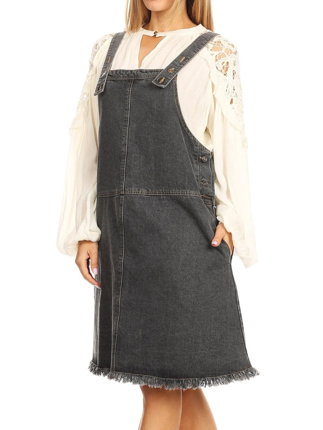 Oversized Overall Pinafore Denim Dress sold by Anna-Kaci product image thumbnail 2