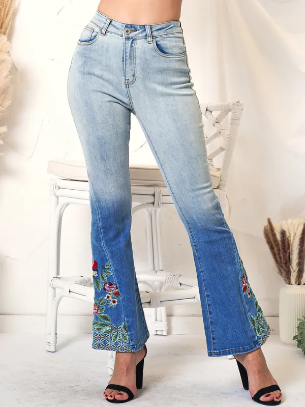 Classic Retro High Waist Long Denim Bell Bottom Jeans sold by Anna-Kaci