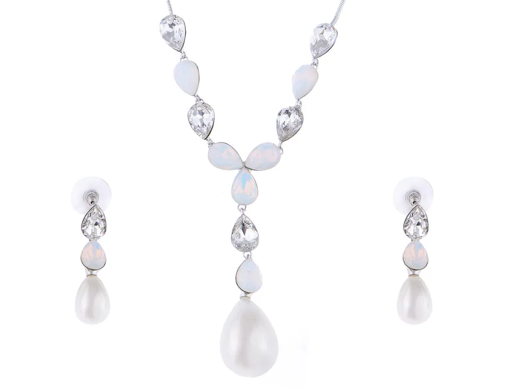 Swarovski Crystal Pearl Element Embellished Charm Earring Necklace Set sold by Anna-Kaci