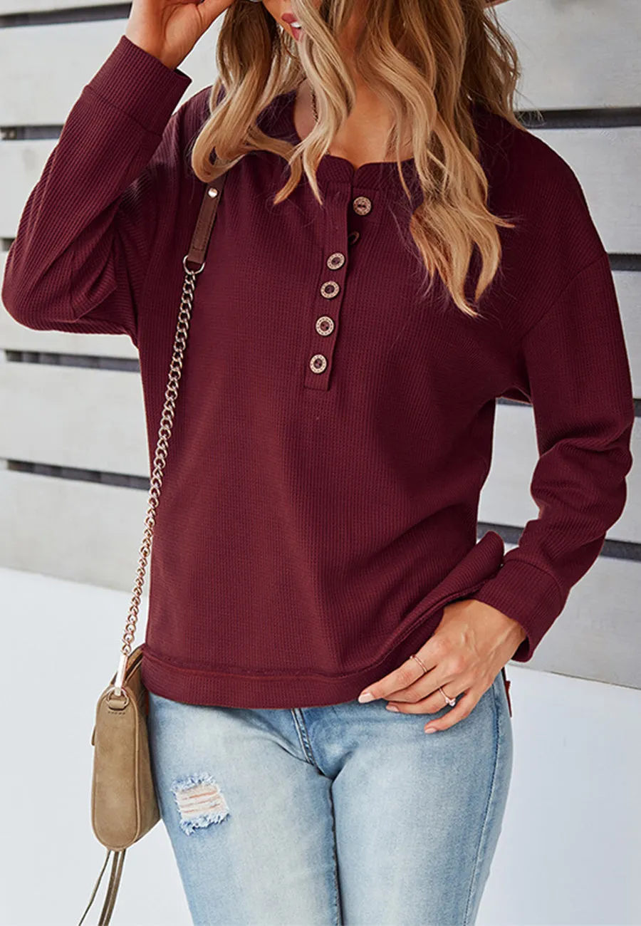 Classic Textured Knit Henley Sweater sold by Anna-Kaci