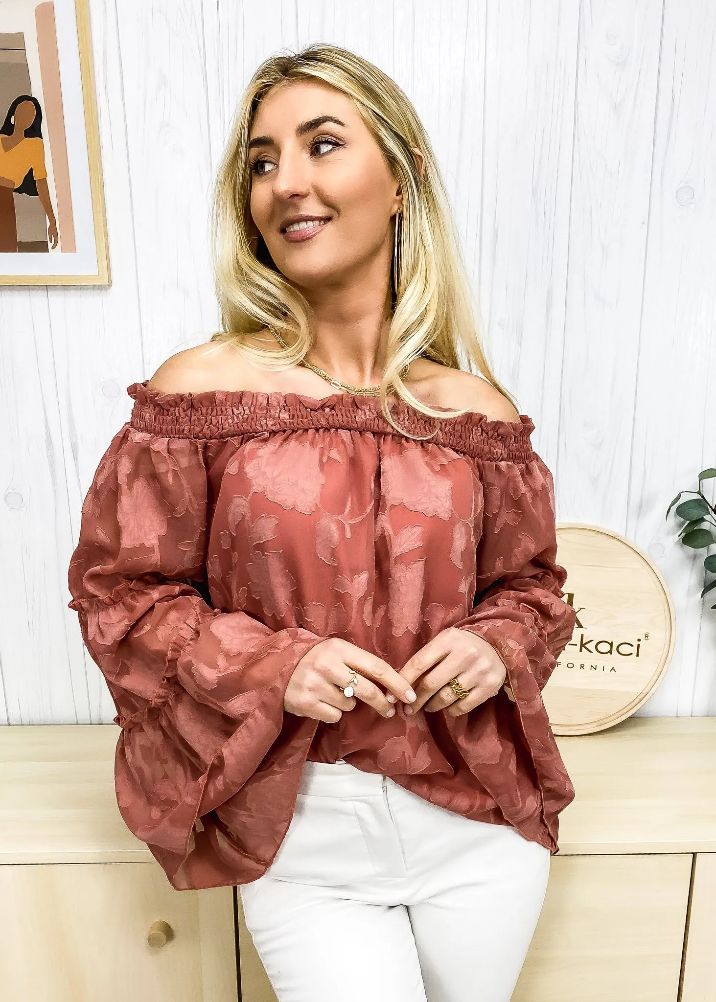 Flared Long Sleeve Patterned Top sold by Anna-Kaci product image thumbnail 5