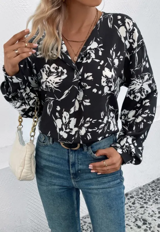 Floral Button Down Collared Shirt sold by Anna-Kaci
