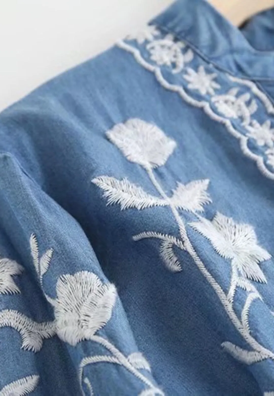 Floral Embroidery Flat Collar Shirt sold by Anna-Kaci product image thumbnail 4