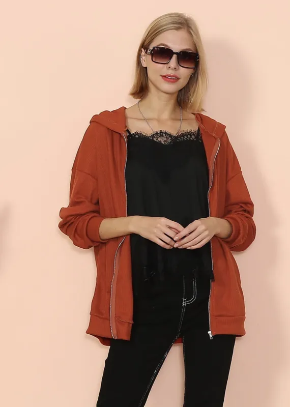 Solid Drop Shoulder Knit Hoodie sold by Anna-Kaci