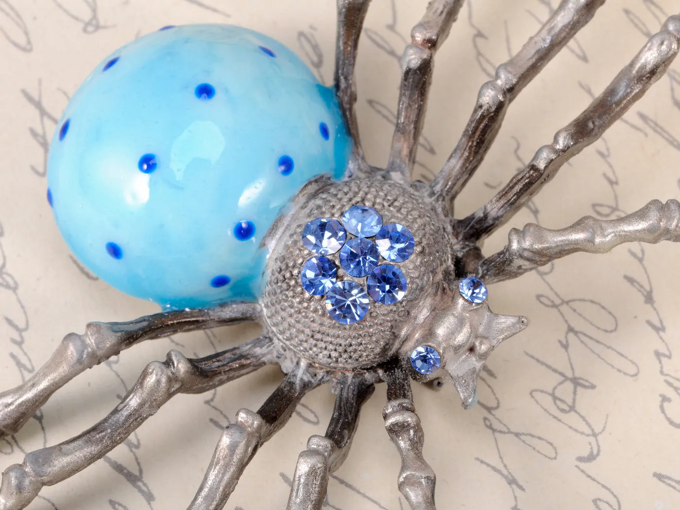Extra Blue Bodied Vintage Daddy Long Leg Spider Pin Brooch sold by Anna-Kaci product image thumbnail 4