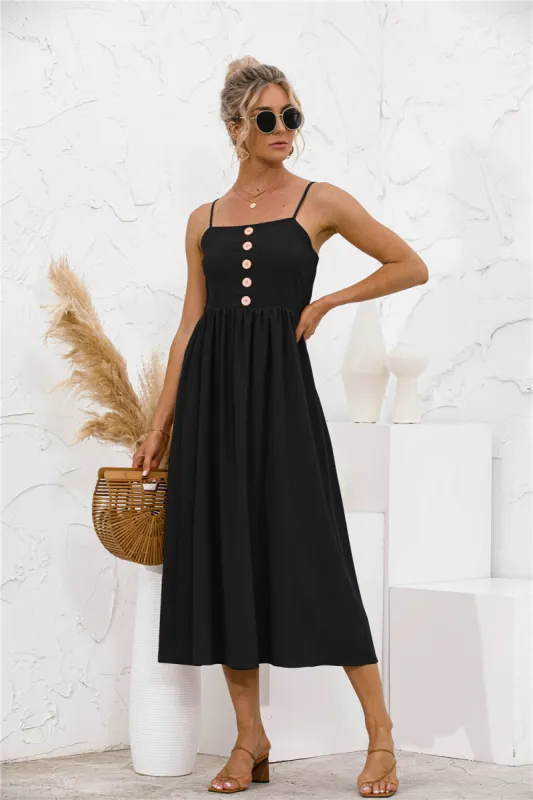 Smocked Back Button Dress sold by Anna-Kaci