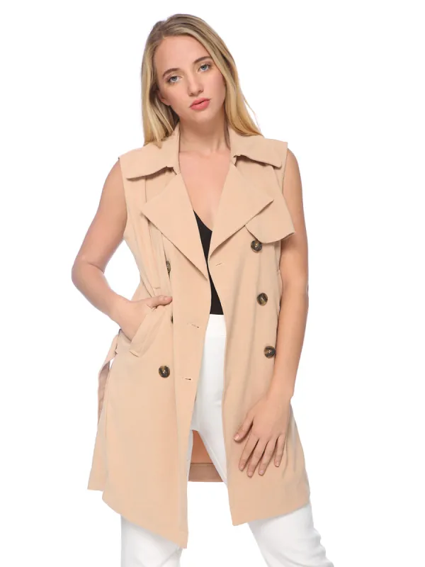 Double-Breasted Trench Vest Coat sold by Anna-Kaci