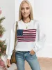 Anna-Kaci Women's American Flag Knit Sweater with Crew Neck and Long Sleeves sold by Anna-Kaci