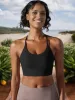 Women's Strappy Back Sports Bra with Scoop Neckline and Padded Support sold by Anna-Kaci