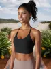 Women's Strappy Back Sports Bra with Scoop Neckline and Padded Support sold by Anna-Kaci