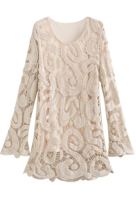 Scoop Neck Crochet Mini Dress sold by Anna-Kaci